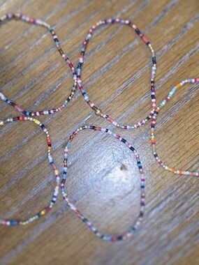 Multicolor Seed Bead Stretch Bracelet with Gold Accent